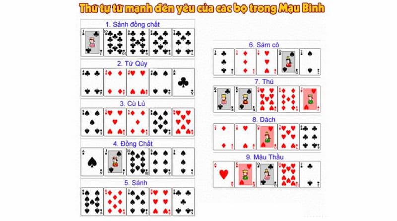 Bảng so sánh các chi trong Mậu Binh